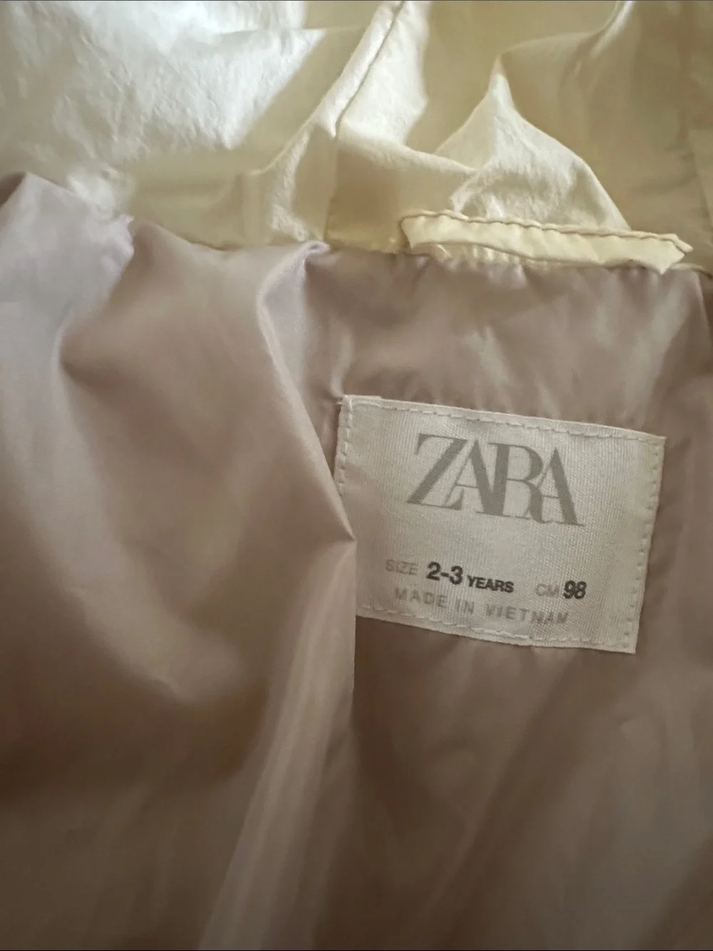 Zara Kids Cream and Metallic Puffer Jacket with Hood